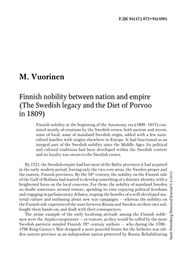 Finnish Nobility Between Nation and Empire 1