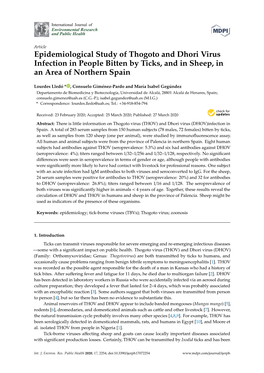 Epidemiological Study of Thogoto and Dhori Virus Infection in People Bitten by Ticks, and in Sheep, in an Area of Northern Spain