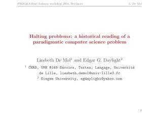Halting Problems: a Historical Reading of a Paradigmatic Computer Science Problem