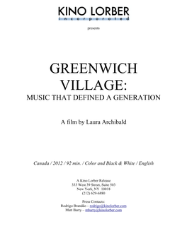 Greenwich Village: Music That Defined a Generation