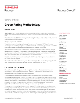 Group Rating Methodology