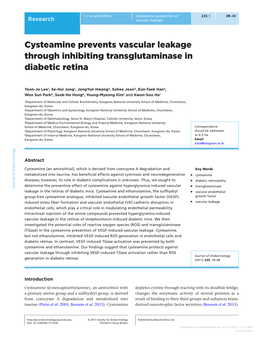 Cysteamine Prevents Vascular Leakage Through Inhibiting Transglutaminase in Diabetic Retina