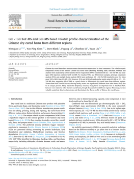 Â GC-Tof-MS and GC-IMS Based Volatile Profile Characterization Of