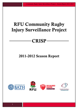 RFU Community Rugby Injury Surveillance Project CRISP