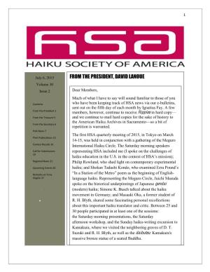 July 2015 HSA Newsletter
