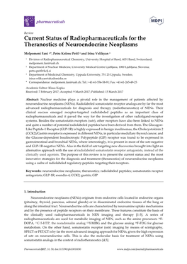 Current Status of Radiopharmaceuticals for the Theranostics of Neuroendocrine Neoplasms