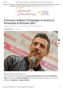 Francesco Gabbani: Pomeriggio in Musica Al Firmacopie Di Stezzano (BG) - Periodico Italiano Daily