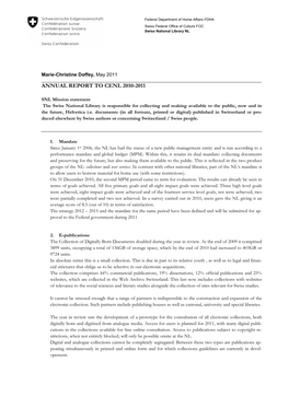 Annual Report to Cenl 2010-2011