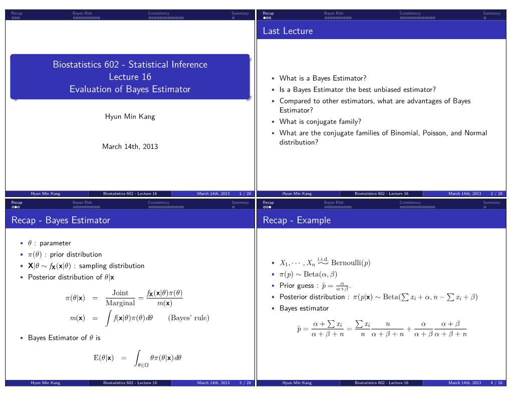 Bayes Estimator Recap - Example