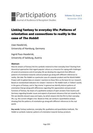 Linking Fantasy to Everyday Life: Patterns of Orientation and Connections to Reality in the Case of the Hobbit