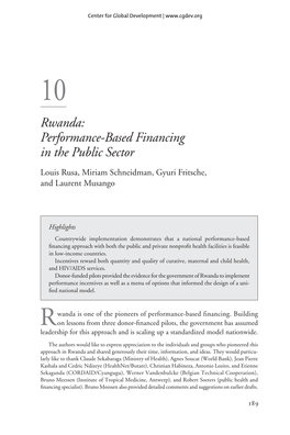 Rwanda: Performance-Based Financing in the Public Sector