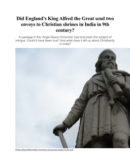 Did England's King Alfred the Great Send Two Envoys to Christian