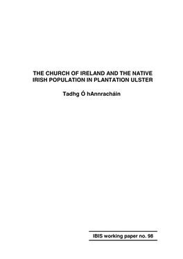 The Church of Ireland and the Native Irish Population in Plantation Ulster