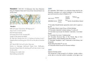 Matahiwi: 1898-1981 10 Kilometres East from Masterton 1898 Along the Matahiwi Road Until Cootes Road