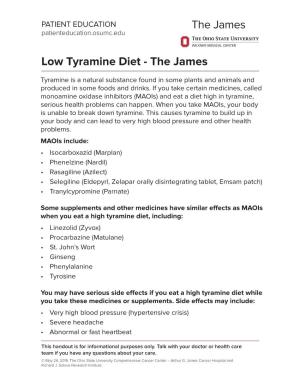 Low Tyramine Diet - the James