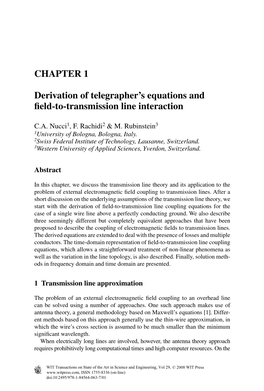 CHAPTER 1 Derivation of Telegrapher's Equations and Field-To