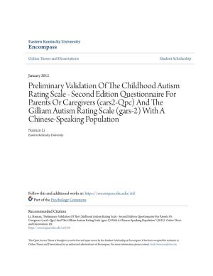 Preliminary Validation of the Childhood Autism