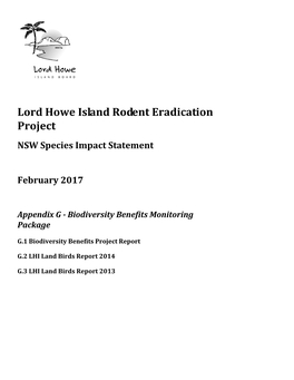 Lord Howe Island Rodent Eradication Project NSW Species Impact Statement