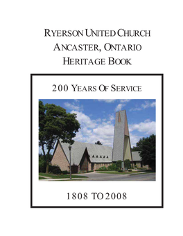 Ryerson United Church Ancaster, Ontario Heritage Book