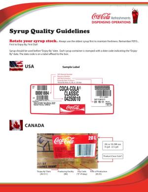 Syrup Quality Guidelines