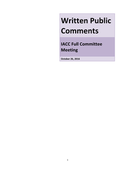 Written Public Comments: IACC Full Committee Meeting – October 26
