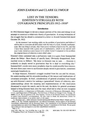 Lost in the Tensors: Einstein's Struggles with Covariance Principles 1912-1916"