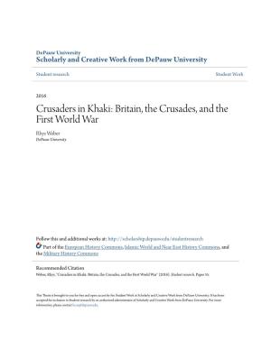 Britain, the Crusades, and the First World War Rhys Weber Depauw University