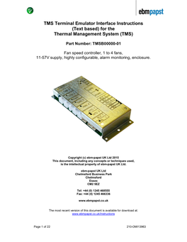 TMS Terminal Emulator Interface Instructions (Text Based) for the Thermal Management System (TMS)