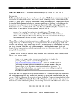 3RFS Etalk July 2006 — Page 1 of 1 STRANGE STRINGS