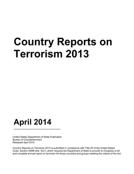 Country Reports on Terrorism 2013 (PDF)