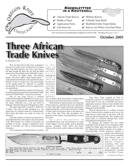 Three African Trade Knives by Bernard Levine