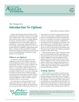 Introduction to Options Mark Welch and James Mintert*