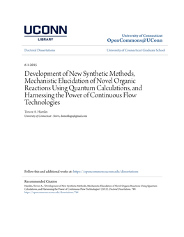 Development of New Synthetic Methods, Mechanistic Elucidation Of