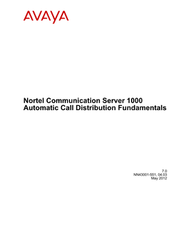 Nortel Communication Server 1000 Automatic Call Distribution Fundamentals