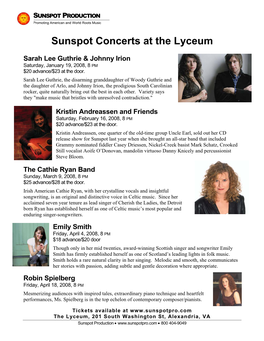 Sunspot Concerts at the Lyceum Sarah Lee Guthrie & Johnny Irion