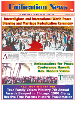 Interreligious and International World Peace Blessing and Marriage Rededication Ceremony