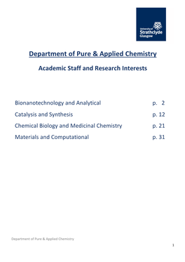 Department of Pure & Applied Chemistry