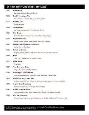 A Film Noir Checklist: by Date
