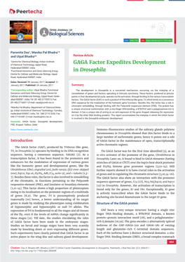 GAGA Factor Expedites Development in Drosophila