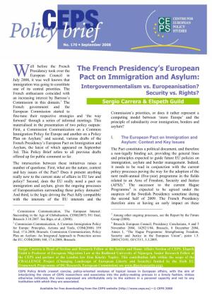 The French Presidency's European Pact on Immigration and Asylum