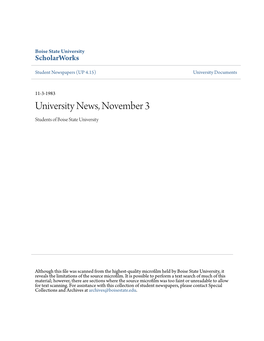 University News, November 3 Students of Boise State University