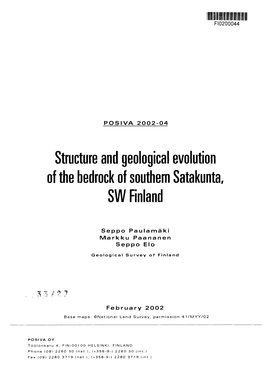 Structure and Geological Evolution of the Bedrock of Southern Satakunta, SW Finland