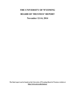 The University of Wyoming Board of Trustees' Report