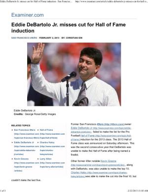 Eddie Debartolo Jr. Misses Cut for Hall of Fame Induction - San Francisc