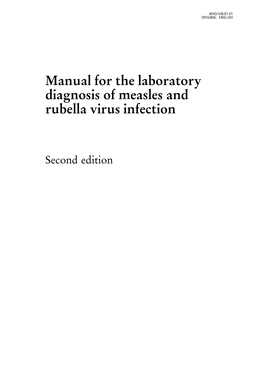 Manual for the Laboratory Diagnosis of Measles and Rubella Virus Infection