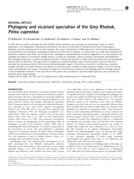 Phylogeny and Vicariant Speciation of the Grey Rhebok, Pelea Capreolus