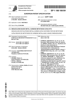 Imidazolidine-Based Metal Carbene Metathesis