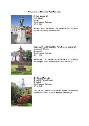 Dumfries and Galloway War Memorials