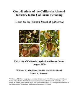 Contributions of the California Almond Industry to the California Economy