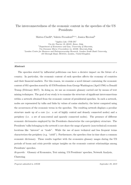 The Interconnectedness of the Economic Content in the Speeches of the US Presidents